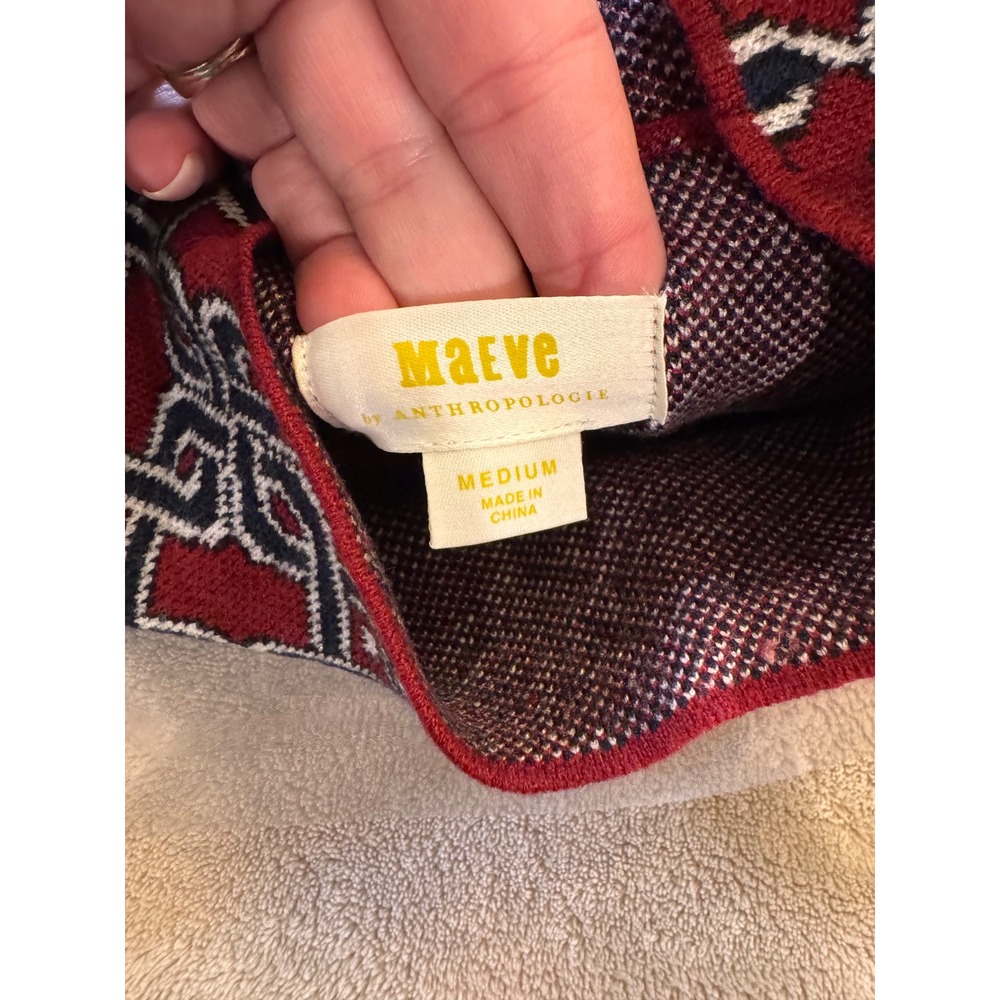 Maeve Anthropologie Geometric Mock Neck Jacquard Preppy Dark Academia Sz M - Picture 4 of 9